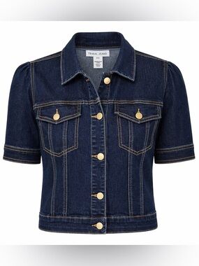 NWT Tribal Jeans Short Sleeve Denim Jacket Small Stormy Blue